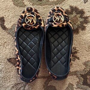 Michael Kors Leopard Print Flats with Gold Accents